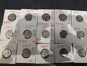 Jefferson Nickel Coin Assortment - 1940, 1970S, 1976D, 1986D, 1997P, 2017D