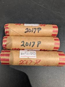 2017-P Coin Rolls in Tubes (3 Rolls) - 10117P Mint Mark P Labels