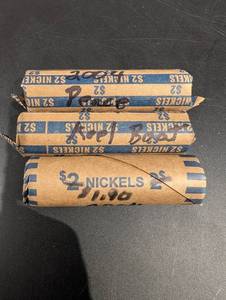 U.S. Nickels Coin Rolls (Lot of 3) - Paper-Wrapped NICKELS