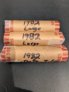 Lot Of 3 Rolls Of 1982 Pennys