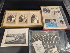 Vintage 1960s Ephemera Bundle Wedding Triptych, 1968 Spacemen Moon Probe Newspaper