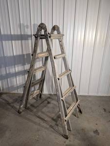 Used Aluminum A-Frame extendable Step Ladder