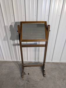 Vintage Wooden Vanity Mirror on Stand