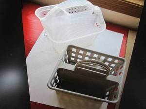 2 Bathroom totes, 2 containers with...