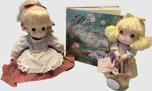 Precious Moments Dolls (Lot of 3) - 2 Dolls & Moments Last Forever Book by Laura C. Martin