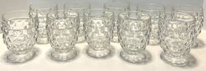 10 Fostoria Glass Goblets - Clear Faceted Glassware Set