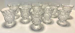 11 - Fostoria Crystal Glass Goblets - Diamond Cut Pattern