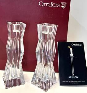 Orrefors SE-38040 Crystal Candlesticks
