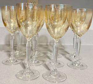 Pier 1 Amber Wine Glasses - Set of 10 - Amber Tint Stemware