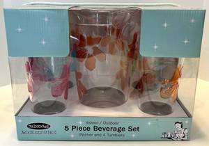 Drinkware IndoorOutdoor Beverage Set - Pitcher & 4 Tumblers - NIB