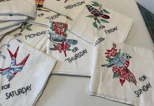 Set of 7 Embroidered Day-Of-Week Towels