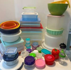 Assorted Food Storage Containers With Lids including Tupperware - Multicolor Set