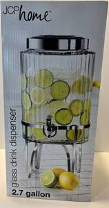 JCP Home Glass Beverage Dispenser with Chrome-Plated Stand