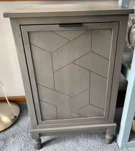 Gray Painted Cabinet & Chevron Pattern Paneled Door - Accent Storage