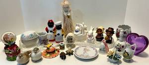Assorted Ceramic Figurines & Porcelain Decor Collection