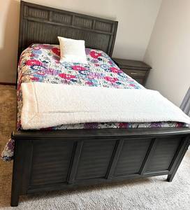 Queen Size Bed - Frame, Bedding and Beautyrest Recharge Mattress Included (if wanted) Lots 100, 101. 102 are Matching