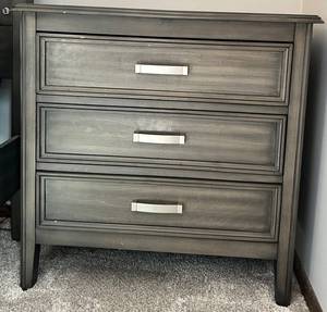 Side Table- Weathered Gray Wood with Silver Bar Pulls - Lots 100, 101. 102 are Matching