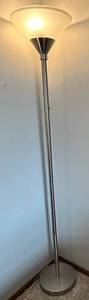 Brushed Nickel Floor Lamp - Frosted Glass Cone Shade