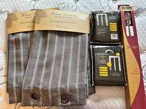 Linen Luxury Drapery Panels (2 Sets) & Hayworth Room Darkening Panels (2 Sets) & Rod ( NIB)