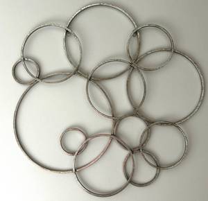 Wall Art - Interlocking Metal Ring Sculpture - Distressed Finish