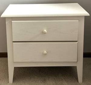 Nightstand - White Painted Wood Bedside Table