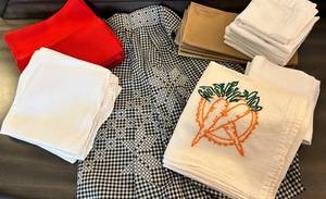 Napkins & Linen Set including Embroidered Gingham Apron