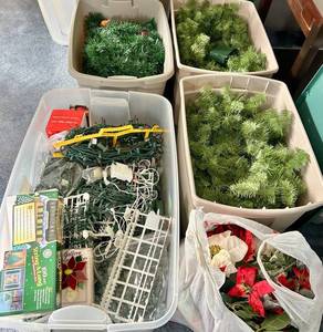 Artificial Christmas Garland with Lights - Green Pine Branches In Plastic Totes