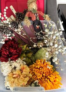 Scarecrow Floral Arrangement - Fall Decor with Pinecones & Gray Berries