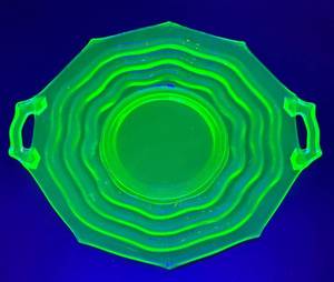 Vintage Jenkins Uranium Glass Plate with Rippled Rim