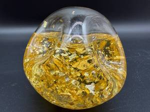 Golden Flow Studios Glass Sculpture with 23 K Gold Flakes