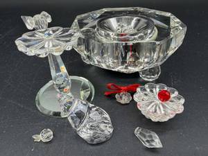 Crystal Lighted Base, Glass Bird Bath and More - For Parts or Repair