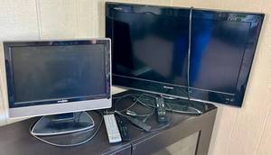 Sharp LC-32D59U LCD TV & Insignia LCDTV with Remotes - 2 TVs & Amazon Fire Stick