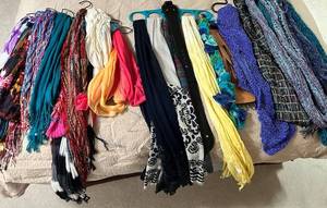 Assorted Scarves Bundle - Lace, Knit & Printed Fabrics in Bright Colors