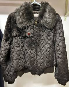 JLo Faux Fur Coat - Brown with Oversized Collar & Gold Button Detail