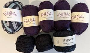 Assorted Yarn including Knit Picks Felici Minty, Blackberry Fingering & Crystal Palace Party Yarns