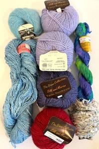 Assorted Yarns including The Diana Collection Silk and Merino Yarns Northwest - BlueLavender Mix - Sport