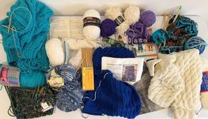 Yarn Bundle - Uncompleted Knitting Projects, Patterns & Needles