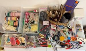 Assorted Crafts including Knitters Pride KnitBlockers Kit with Wool Winder, Ribbons, Lace Mats and More