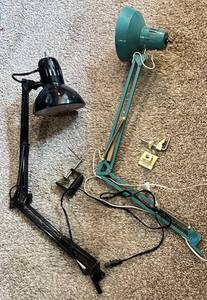 Desk Lamps - Black & Teal Adjustable Arms, 2 Lamps