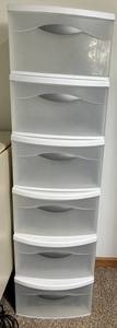 Pair of 3-Drawer Plastic Storage Organizers - White Frame & Frosted Drawers