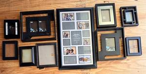 Black Picture Frames & Collage Frame (Lot of 10)