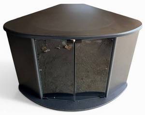 Corner TV Console - Black Finish with Glass Doors