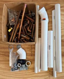 Copper Pipe Scraps & PVC Plumbing Fittings Assortment