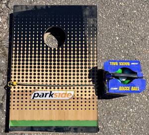 Parkside Bocce Ball Set & Bean Bag Toss Storage & Go Board