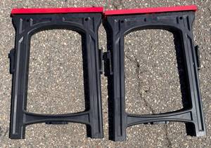 Sawhorses Pair - Plastic Folding Work Stands with Red Tops