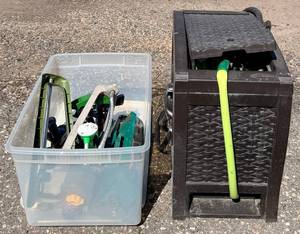 Suncast RSW125 Hydro Power Auto Rewind Hose Reel with Various Sprinklers and Accessories