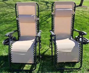 Best Choice Outdoor Lounge Chairs Pair with Detachable Cup Holders