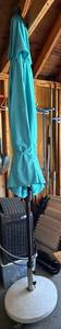 Turquoise Patio Umbrella with Wheel Base