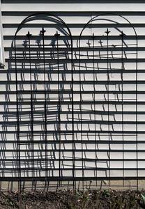 Five Black Metal Garden Trellises With Arch Tops