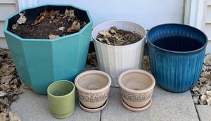 Assorted Plant Pots Set of 6 - Teal Aqua BHG Planter & Beige Decorative Pots